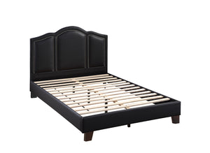 English Elm FULL Faux Leather Full Bed in Black with Solid Wood Frame, Headboard 49" H, Sleek Modern Design B089S00132