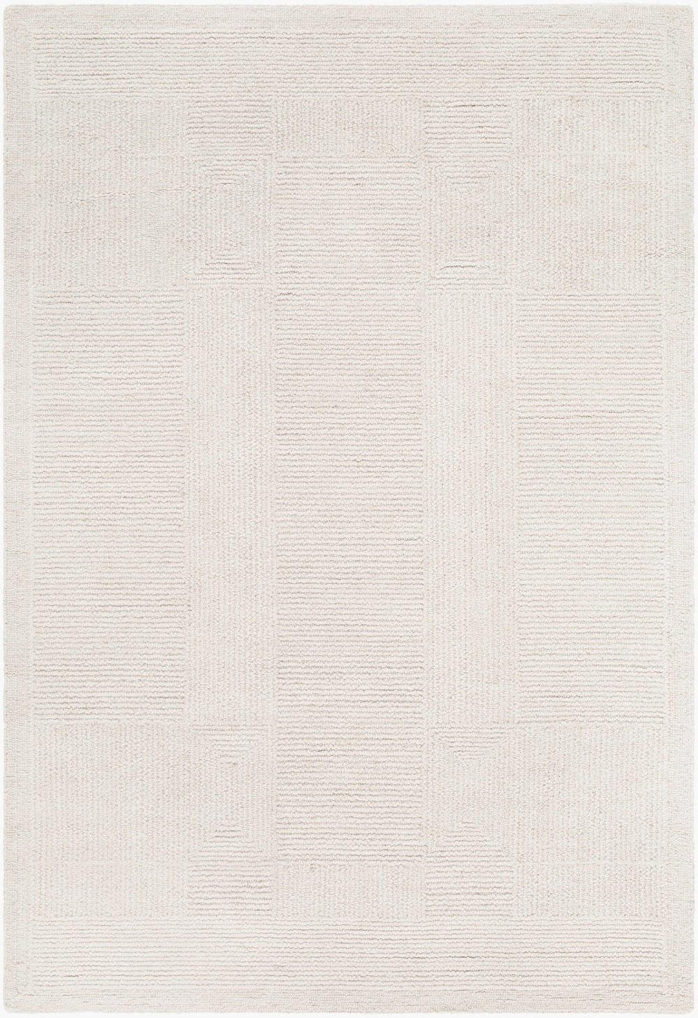 Livabliss Florian Hand Tufted Wool Area Rug Minimalist Modern Design for Large Living Spaces Ivory, Cream 5' x 7'6" EDFL2300-576
