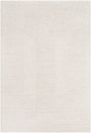 Livabliss Florian Hand Tufted Wool Area Rug Minimalist Modern Design for Large Living Spaces Ivory, Cream 5' x 7'6" EDFL2300-576