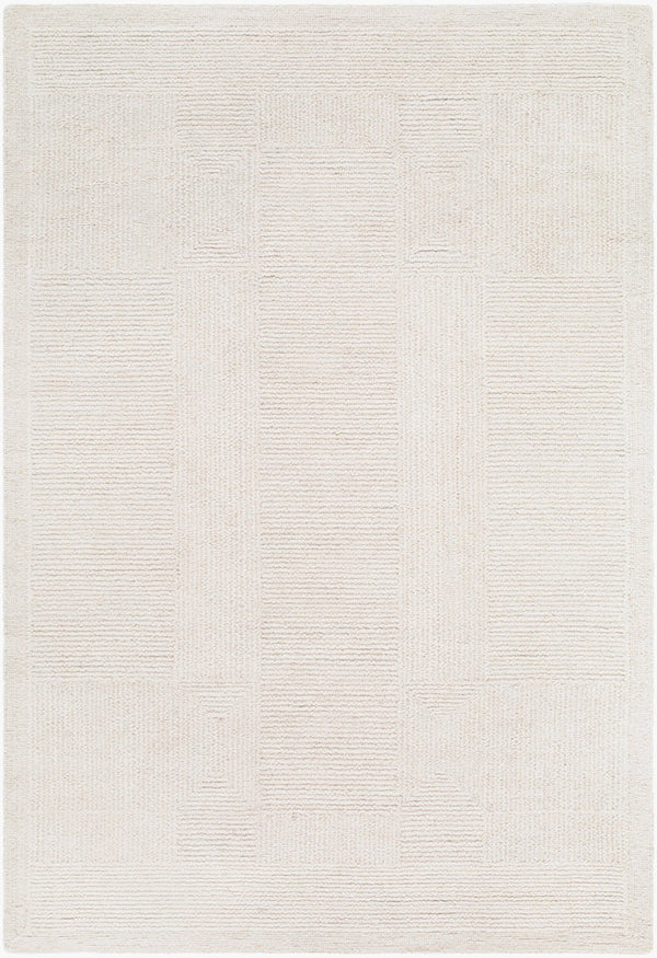 Livabliss Florian Hand Tufted Wool Area Rug Minimalist Modern Design for Large Living Spaces Ivory, Cream 5' x 7'6" EDFL2300-576