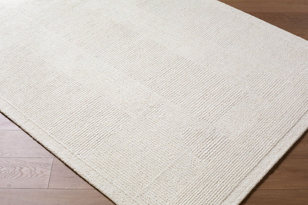 Livabliss Florian Hand Tufted Wool Area Rug Minimalist Modern Design for Large Living Spaces Ivory, Cream 5' x 7'6" EDFL2300-576