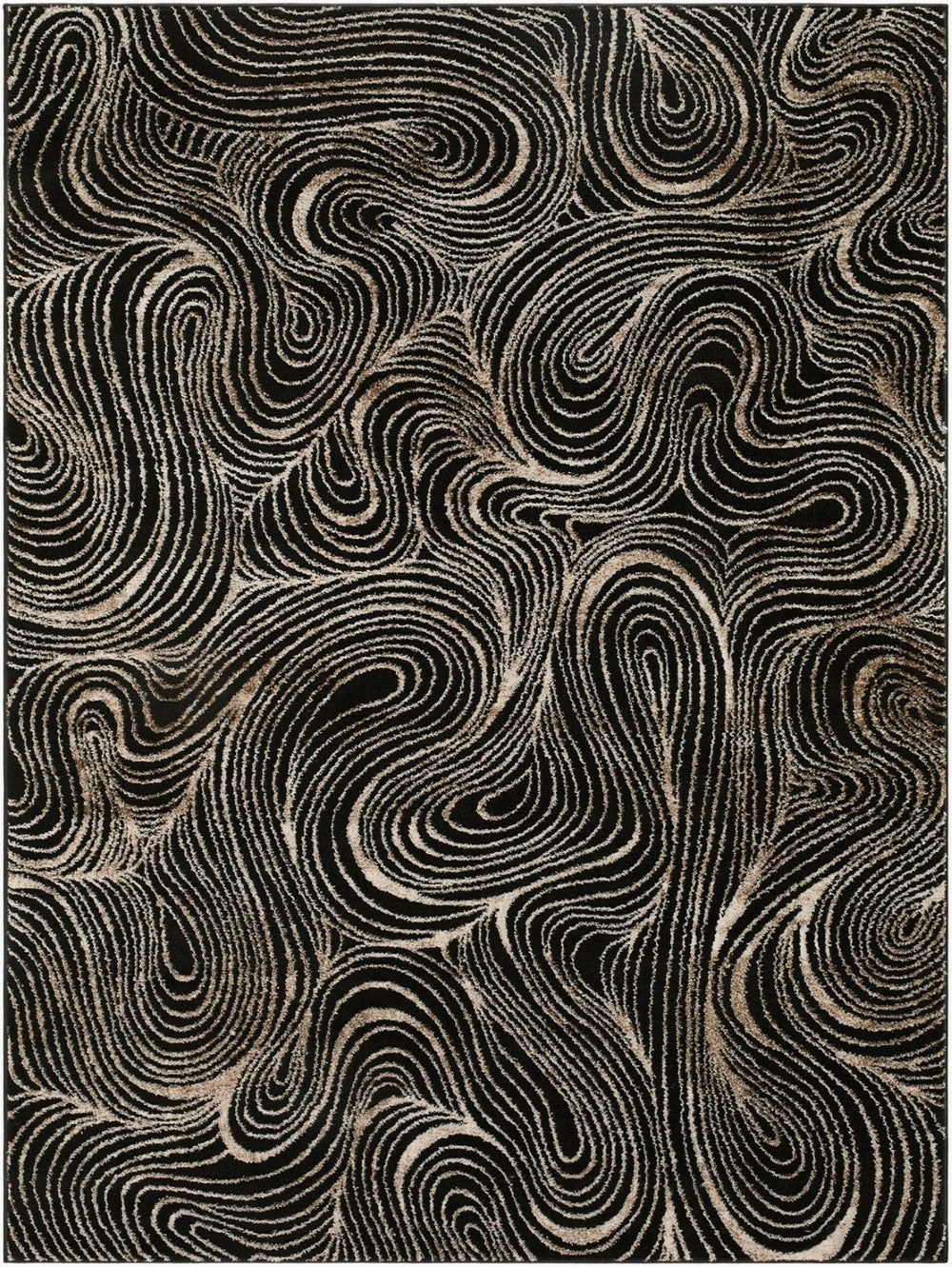 Livabliss Grenelle Machine Woven Polyester Runner Rug for Hallways Entryways and Modern Interiors Black, Medium G 6'7" x 9' EDGN2306-679