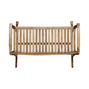 English Elm Christopher Knight Home® - Patio Acacia Wood Rocking Loveseat with Armrests — Handcrafted 2-Person Porch Bench, Slatted Comfort Natural 62267.00
