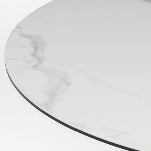 VIG Furniture Edith Modern Round White Ceramic Dining Table With Marble-Look Top & White Metal Pedestal, Seats 4 VGNSGD8744-W-DT