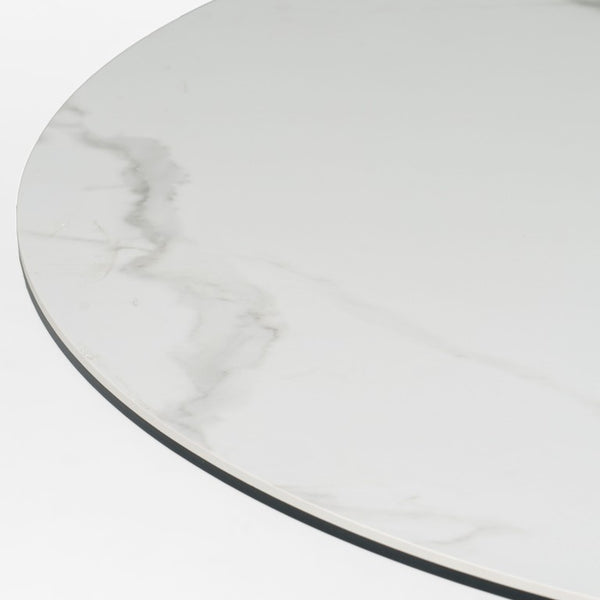 VIG Furniture Edith Modern Round White Ceramic Dining Table With Marble-Look Top & White Metal Pedestal, Seats 4 VGNSGD8744-W-DT