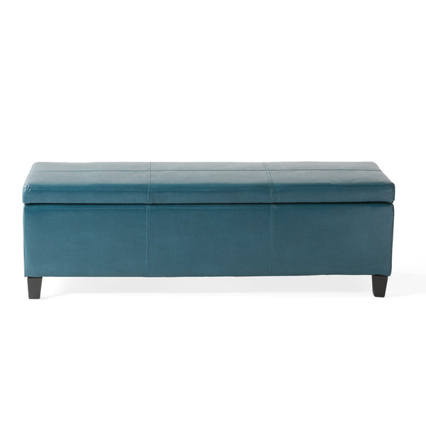 English Elm Glouster Bench Style Pu Leather Storage Ottoman with Soft Close Lid for Bedroom Teal 57742.00TEL