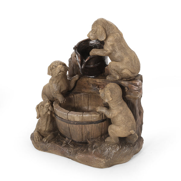 English Elm Christopher Knight Home® - DIMMOCK Handcrafted 22.75" Weather-Resistant Polyresin Fountain with Pump, Underwater Lights & Puppies 71785.00LBRN