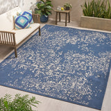 Christopher Knight Home® - Noble House - Althoff 7'10" X 10' Indoor/Outdoor Area Rug, Blue and Ivory