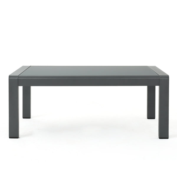 English Elm Cape Coral Outdoor Coffee Table Tempered Glass Top Aluminum Patio Lounge Grey 56349.00GRY