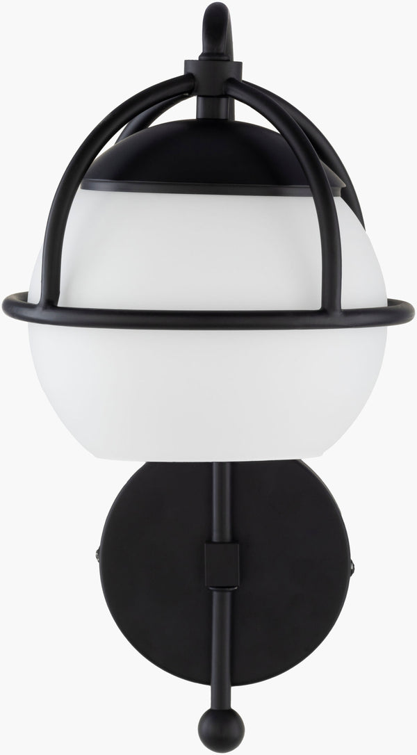 Surya Edmund Modern Wall Sconce - 9"L X 7"W X 14"H - Revitalize Your Space With Elegant Design! Fixture, Black Iron,Glass Edm-005