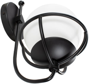 Surya Edmund Modern Wall Sconce - 9"L X 7"W X 14"H - Revitalize Your Space With Elegant Design! Fixture, Black Iron,Glass Edm-005