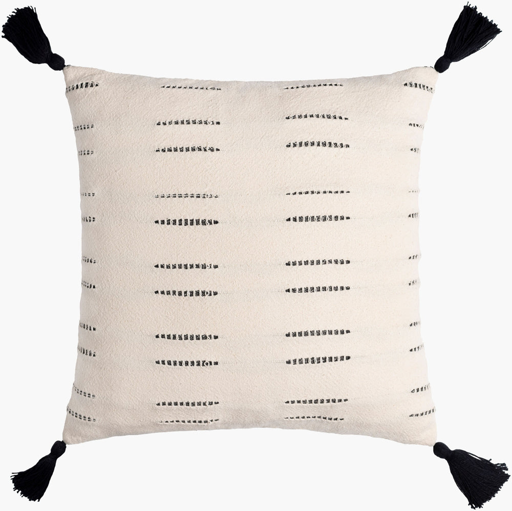 Surya Eden 18"X18" Cotton Accent Pillow - Rustic Cottage Charm For Living Room & Bedroom Decor Beige Cotton,Cotton Edn001-2020