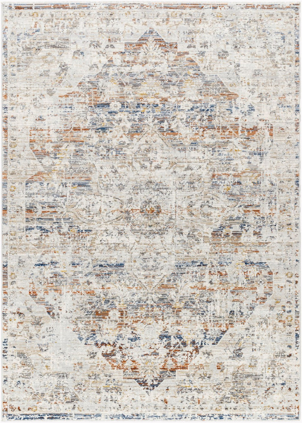 Livabliss Edmonton Traditional Fringe Area Rug Polypropylene Blend for Entryways and Hearths Cream, Light Gr 5'3" x 7' EDO2300-537