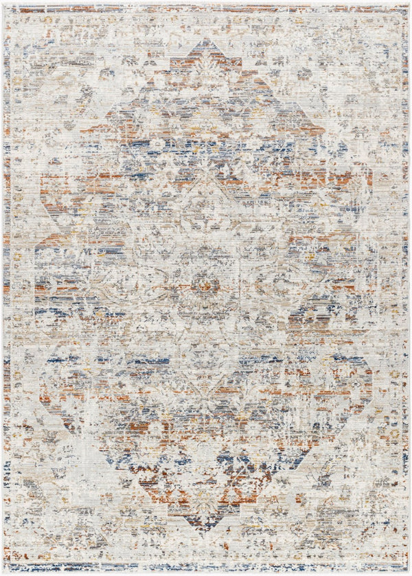 Livabliss Edmonton Traditional Fringe Area Rug Polypropylene Blend for Entryways and Hearths Cream, Light Gr 5'3" x 7' EDO2300-537