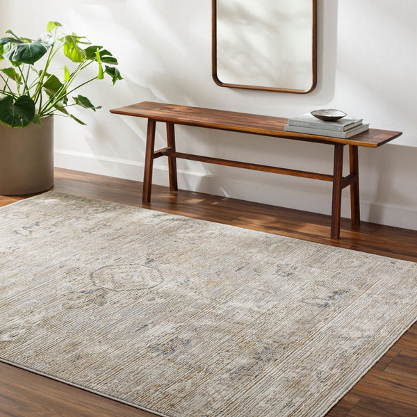 Livabliss Edmonton Machine Woven Area Rug with Fringe Detail for Entryways and Bedroom Floors Cream, Tan 2' x 2'11" EDO2302-2211