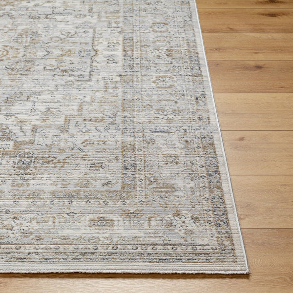 Livabliss Edmonton Traditional Fringe Area Rug Woven Polypropylene Blend for Entryway or Bedroom Cream, Light Gr 5'3" x 7' EDO2303-537