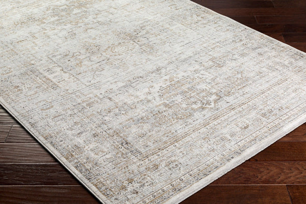 Livabliss Edmonton Traditional Fringe Area Rug Woven Polypropylene Blend for Entryway or Bedroom Cream, Light Gr 5'3" x 7' EDO2303-537