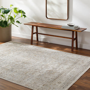 Livabliss Edmonton Traditional Fringe Area Rug Woven Polypropylene Blend for Entryway or Bedroom Cream, Light Gr 5'3" x 7' EDO2303-537