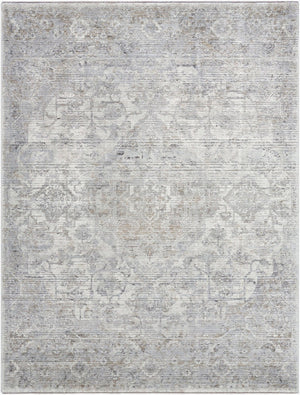 Livabliss Edmonton Fringe Border Area Rug Turkish Woven Polypropylene Blend for Living Spaces Light Gray, Cre 9'2" x 12' EDO2305-9212