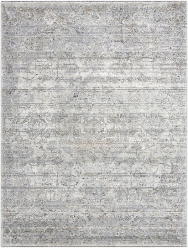 Livabliss Edmonton Fringe Border Area Rug Turkish Woven Polypropylene Blend for Living Spaces Light Gray, Cre 9'2" x 12' EDO2305-9212