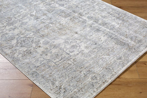 Livabliss Edmonton Fringe Border Area Rug Turkish Woven Polypropylene Blend for Living Spaces Light Gray, Cre 9'2" x 12' EDO2305-9212