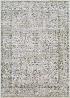 Livabliss Edmonton Medallion Accent Rug Machine Woven Polypropylene Fringe Entryway Classic Light Gray, Med 7'10" x 10' EDO2310-71010