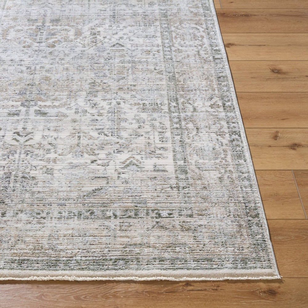 Livabliss Edmonton Medallion Accent Rug Machine Woven Polypropylene Fringe Entryway Classic Light Gray, Med 7'10" x 10' EDO2310-71010