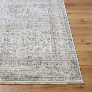 Livabliss Edmonton Medallion Accent Rug Machine Woven Polypropylene Fringe Entryway Classic Light Gray, Med 7'10" x 10' EDO2310-71010