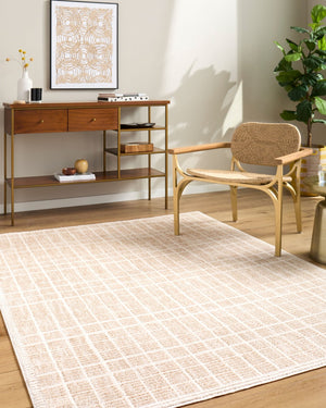Livabliss Odeon Machine Woven Polyester Rug Modern Geometric Texture for Entryways and Small Spaces Light Beige, Cr 2'7" x 7'3" EDOD2300-2773