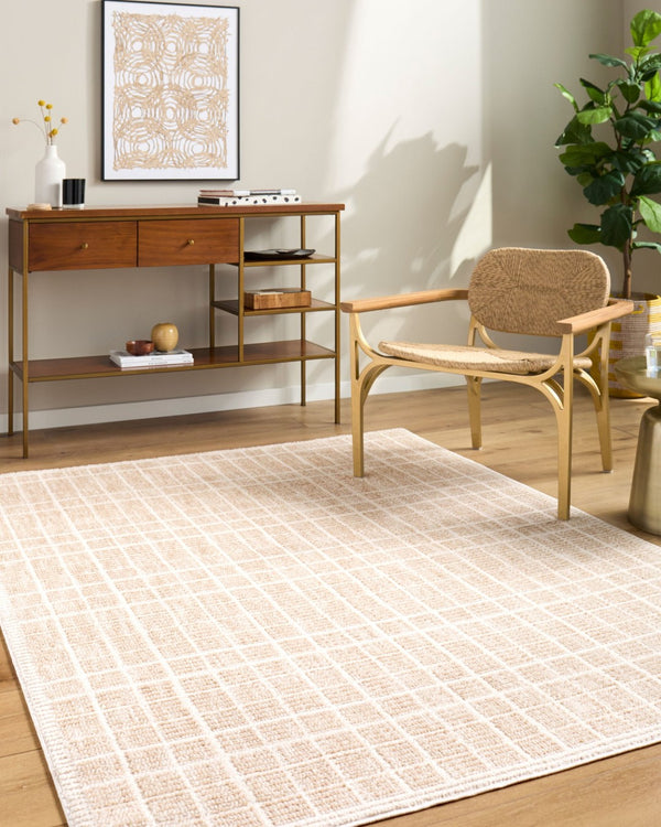 Livabliss Odeon Machine Woven Polyester Rug Modern Geometric Texture for Entryways and Small Spaces Light Beige, Cr 2'7" x 7'3" EDOD2300-2773