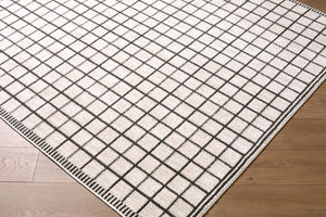 Livabliss Odeon Machine Woven Polyester Rug Modern Minimalist Accent for Entryways and Hallways Cream, Black 9' x 12' EDOD2301-912