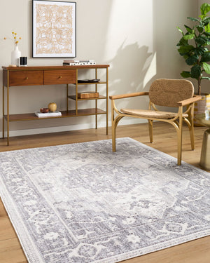 Livabliss Odeon Machine Woven Polyester Area Rug Minimalist Geometric Style for Modern Entryways Cream, Light Gr 9' x 12' EDOD2305-912