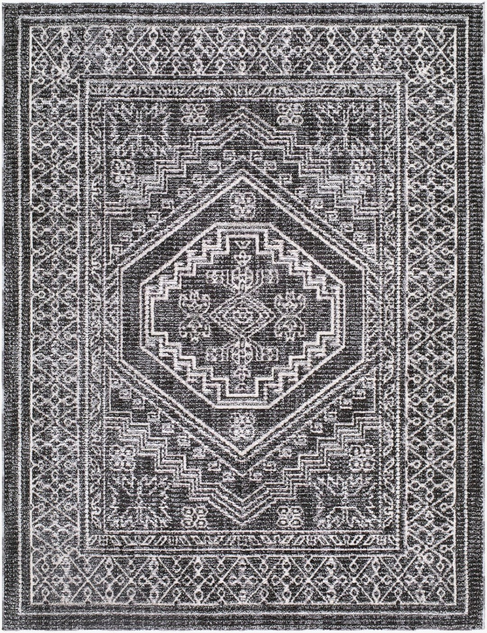 Livabliss Odeon Machine Woven Polyester Rug Minimalist Modern Style for Entryway or Bedroom Cream, Charcoal 5'3" x 7' EDOD2306-537