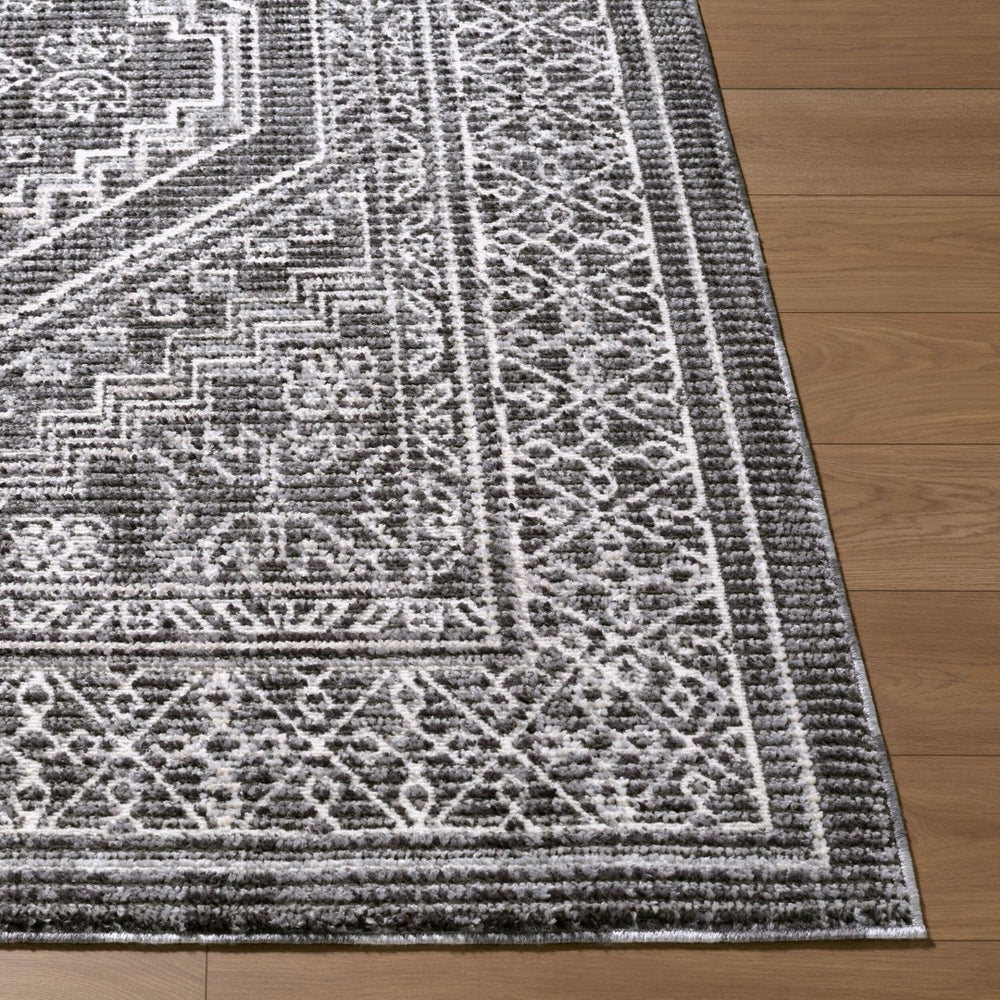 Livabliss Odeon Machine Woven Polyester Rug Minimalist Modern Style for Entryway or Bedroom Cream, Charcoal 5'3" x 7' EDOD2306-537