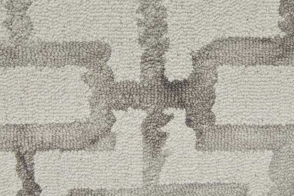 Feizy Rugs Lorrain Hand Tufted Wool Geometric Rug – Stylish, Stain-resistant, Modern Design For High Traffic Areas Ivory,Taupe Wool 6108919fgryivyp00