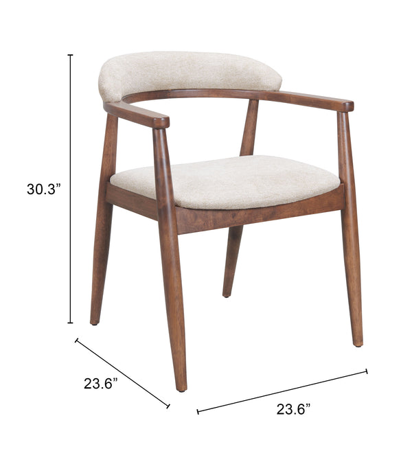 Zuo Modern Goka Dining Chair In Beige & Walnut – Chic Modern Design, Versatile Comfort For Your Home Decor Beige 100% Polyester,Rubberwood 110497-zuo-modern