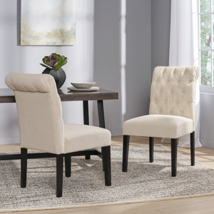 English Elm Christopher Knight Home® - BROXTON Plush Tufted Rolltop Dining Chair Set of 2 — Diamond Stitch, Tapered Wood Legs, Natural Finish 52454.00