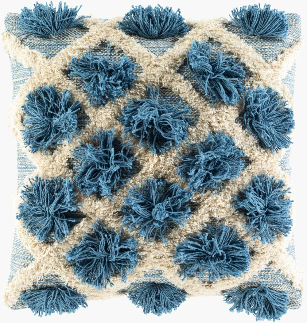 Livabliss Edric Woven Cotton Square Throw Pillow Global Bohemian Motif for Sofa or Bed EDR002-2222P