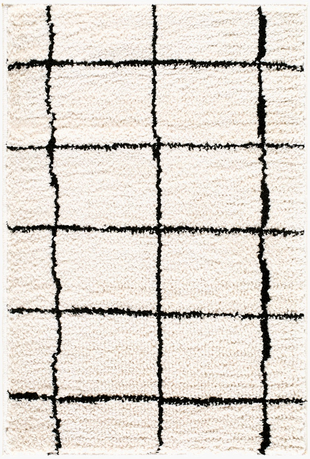 Livabliss Rivoli Machine Woven Polyester High Pile Rug for Modern Entryways and Cozy Reading Nooks Cream, Black 2' x 2'11" EDRV2300-2211