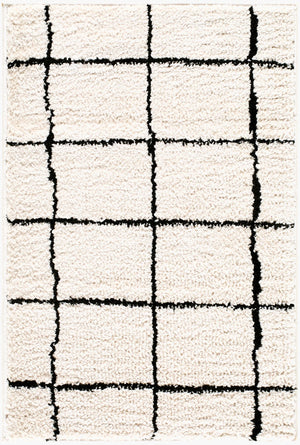 Livabliss Rivoli Machine Woven Polyester High Pile Rug for Modern Entryways and Cozy Reading Nooks Cream, Black 2' x 2'11" EDRV2300-2211