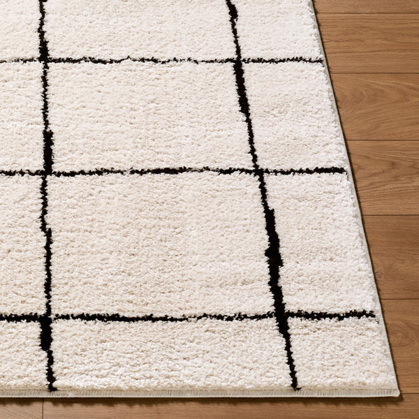 Livabliss Rivoli Machine Woven Polyester High Pile Rug for Modern Entryways and Cozy Reading Nooks Cream, Black 7'10" x 10' EDRV2300-71010