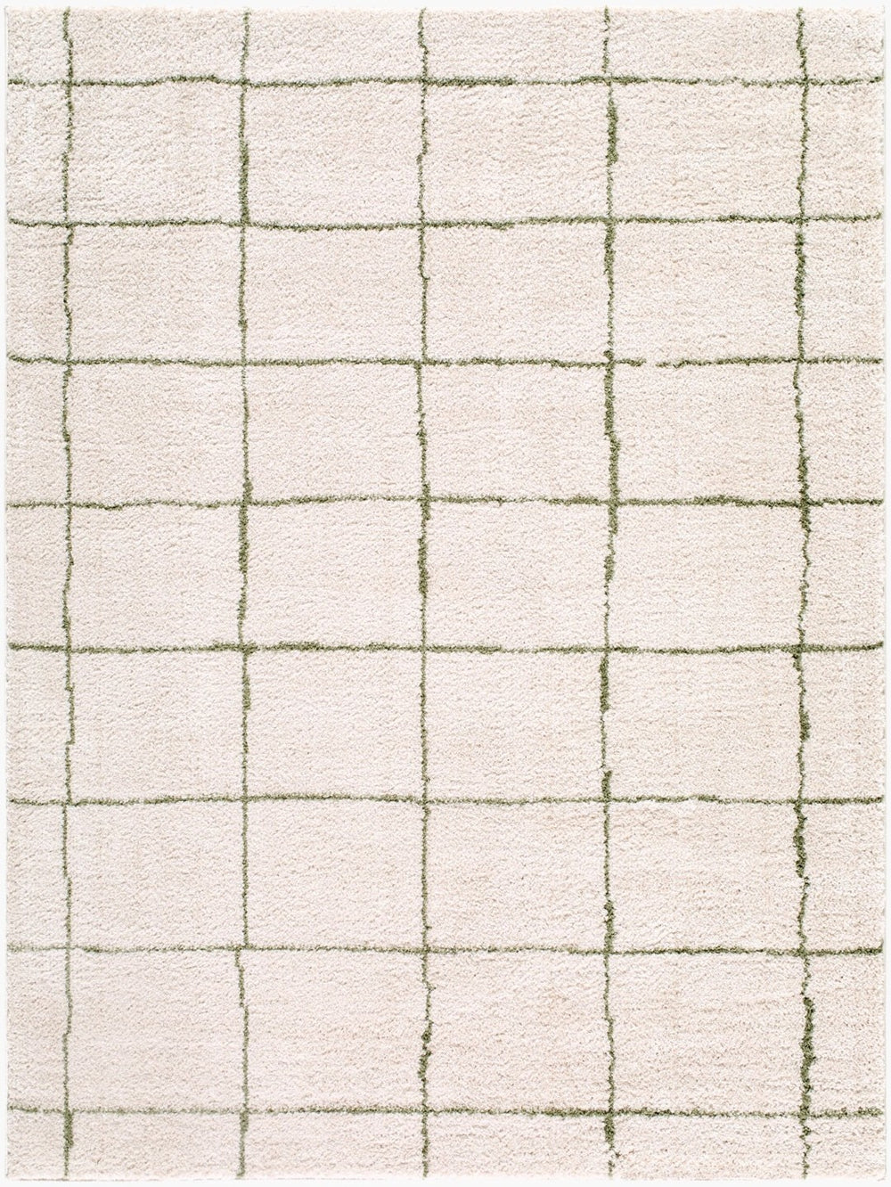 Livabliss Rivoli High Pile Polyester Area Rug Turkish Woven Minimalist Modern Accent Floor Mat Cream, Olive 7'10" x 10' EDRV2301-71010