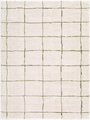 Livabliss Rivoli High Pile Polyester Area Rug Turkish Woven Minimalist Modern Accent Floor Mat Cream, Olive 7'10" x 10' EDRV2301-71010