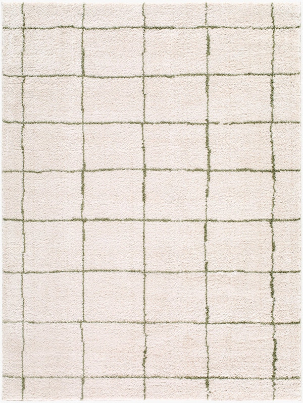 Livabliss Rivoli High Pile Polyester Area Rug Turkish Woven Minimalist Modern Accent Floor Mat Cream, Olive 7'10" x 10' EDRV2301-71010