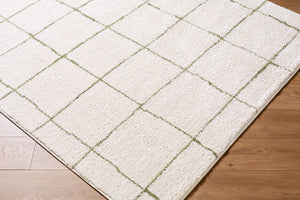 Livabliss Rivoli High Pile Polyester Area Rug Turkish Woven Minimalist Modern Accent Floor Mat Cream, Olive 7'10" x 10' EDRV2301-71010