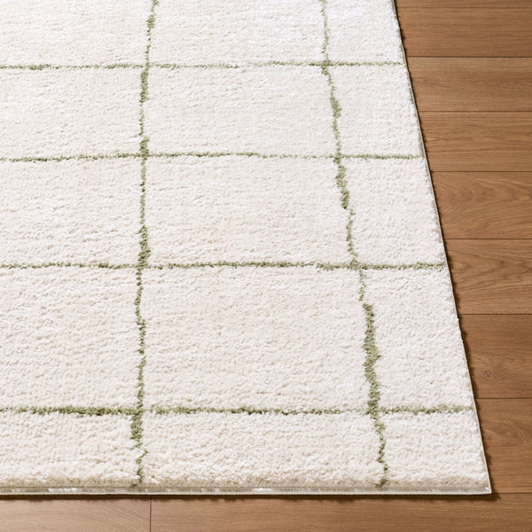 Livabliss Rivoli High Pile Polyester Area Rug Turkish Woven Minimalist Modern Accent Floor Mat Cream, Olive 7'10" x 10' EDRV2301-71010