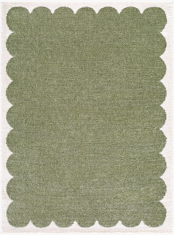 Livabliss Rivoli Plush Polyester Area Rug Turkish Woven High Pile Accent for Entryway or Bedroom Olive, Cream 7'10" x 10' EDRV2303-71010