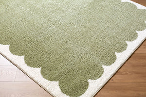 Livabliss Rivoli Plush Polyester Area Rug Turkish Woven High Pile Accent for Entryway or Bedroom Olive, Cream 7'10" x 10' EDRV2303-71010
