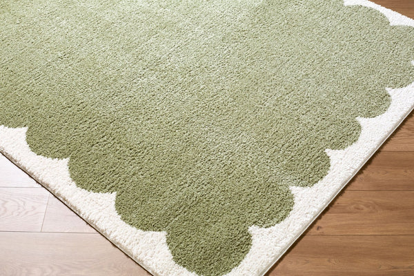 Livabliss Rivoli Plush Polyester Area Rug Turkish Woven High Pile Accent for Entryway or Bedroom Olive, Cream 7'10" x 10' EDRV2303-71010