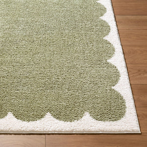 Livabliss Rivoli Plush Polyester Area Rug Turkish Woven High Pile Accent for Entryway or Bedroom Olive, Cream 7'10" x 10' EDRV2303-71010